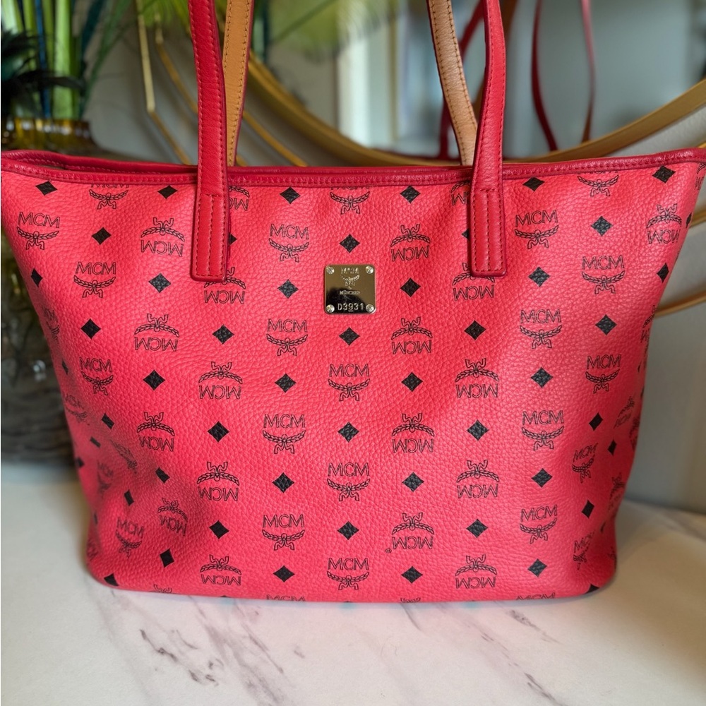 MCM Pink Logo Tote Bag